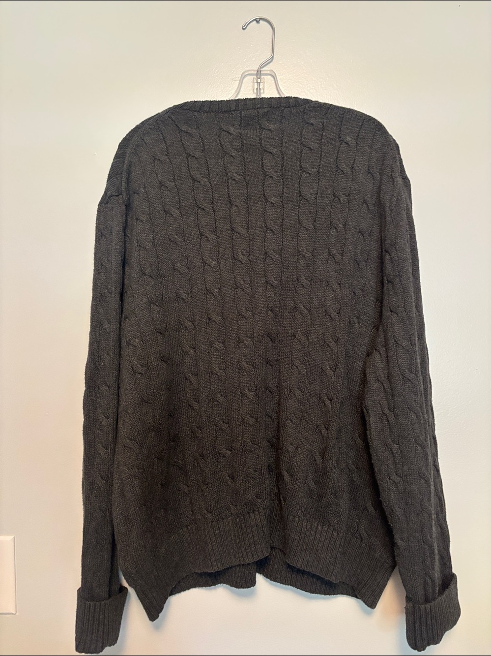 Polo by Ralph Lauren Dark Charcoal Cable-Knit Crewneck Men’s Sweater Size XXL - Picture 3 of 7